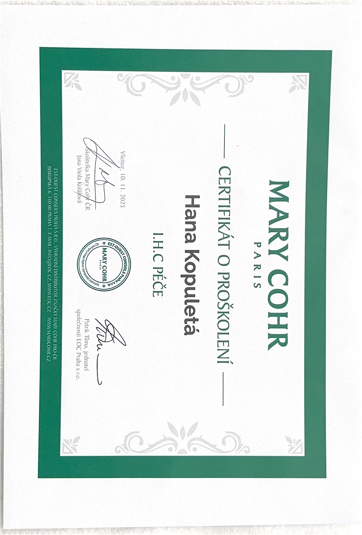 Certifikát 2